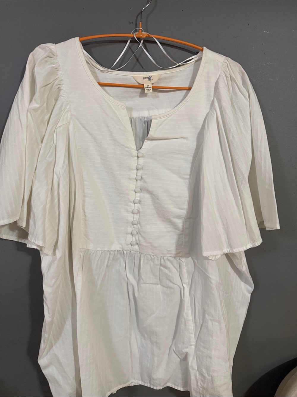 Soft Surroundings Ivory Button-Front Peasant Blouse